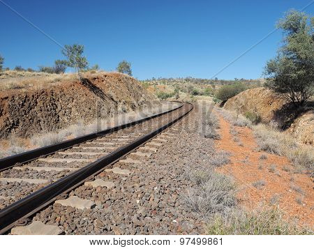 The Ghan railway track from north of Alice Springs