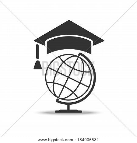 globe with cap rogatywka. vector illustration. Education icon