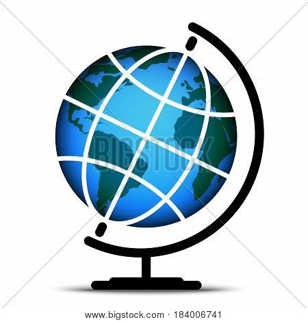 Earth globes isolated on grey background. 3D planet Earth icon with meridian and parallel. Vector illustration