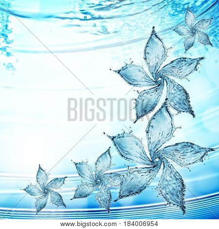 flower made of water splash. 3d rendering