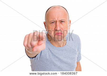Baldheaded Man With Open Hands Looking Surprised