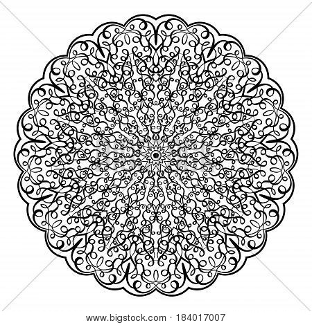 Adult Coloring Book Illustrationlacy Mandala Pattern With Calligraphic Swirls And Intricate Tangled