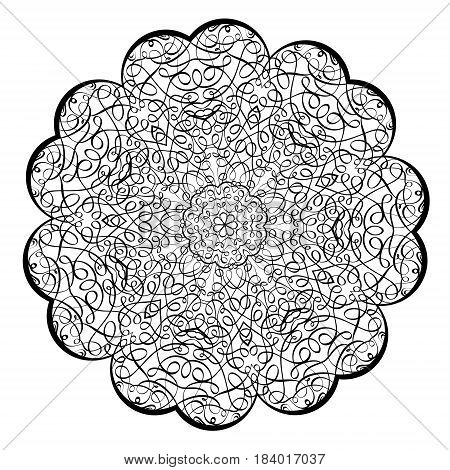 Adult Coloring Book Illustrationlacy Mandala Pattern With Calligraphic Swirls And Intricate Tangled
