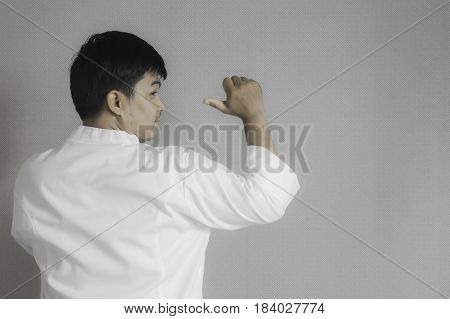 Chef portrait Asian young chef crossing arms.