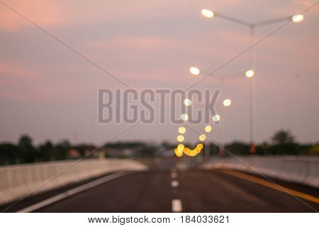Blurred Paved roads and traffic lines Refreshing new in evning