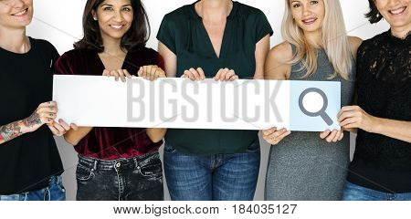Women Hold Search Box Magnifying Glass
