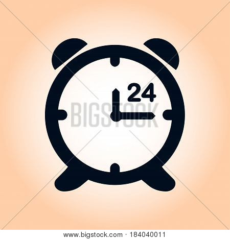 Open hours a day. Clock face. Flat design style.