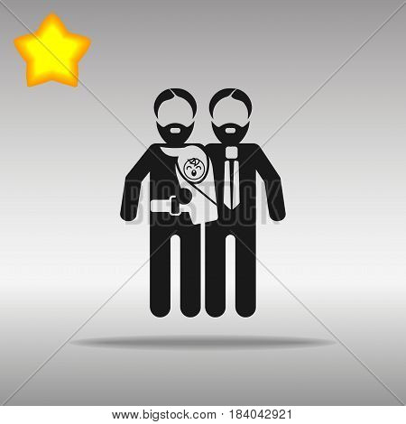Gay Parents With Child black Icon button logo symbol concept high quality on the gray background
