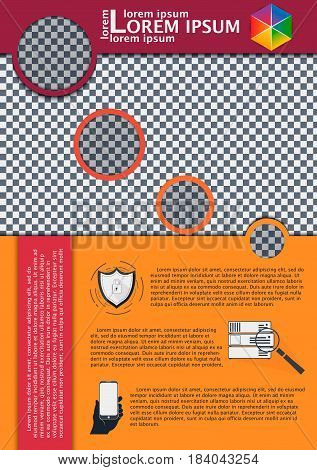Brochure Design Template With Icons And Place For Photography