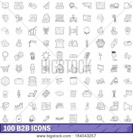 100 b2b icons set in outline style for any design vector illustration