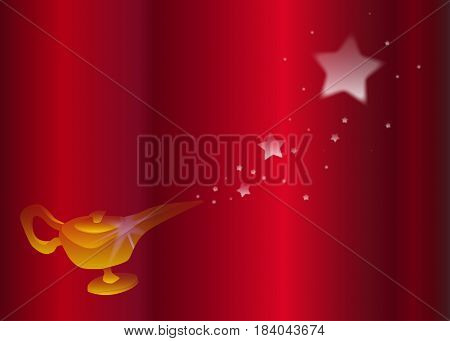 The magic lamp from the arabian nights as a red backgropund