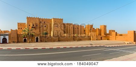 Panoramic view at the Taourirt Kasbah in Ouarzazate of Morocco