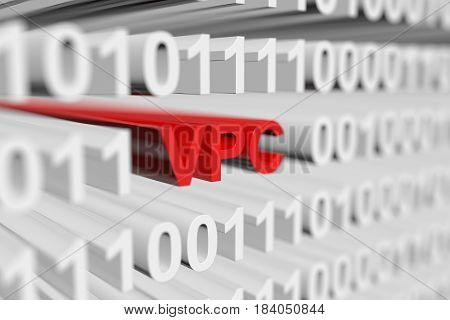 VPC in a binary code with blurred background 3D illustration