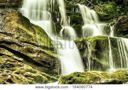 Waterfall Shypit In The Ukrainian Carpathian Mountains On The Long Exposure