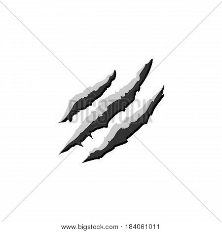 Claw scratchs wild animal. Black graphic illustration