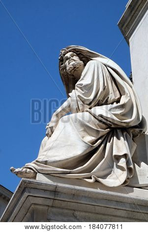ROME, ITALY - SEPTEMBER 02: Prophet Isaiah by Revelli on the Column of the Immaculate Conception on Piazza Mignanelli in Rome, Italy on September 02, 2016.