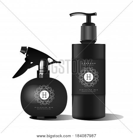 Realistic spray pistol cleaner, plastic bottle, trigger spray with label design. Vector mock up bottle. Ready for your design. Product packing
