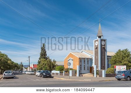 ROBERTSON SOUTH AFRICA - MARCH 26 2017: The United Reformed Church in Robertson a town on the scenic Route 62 in the Western Cape Province