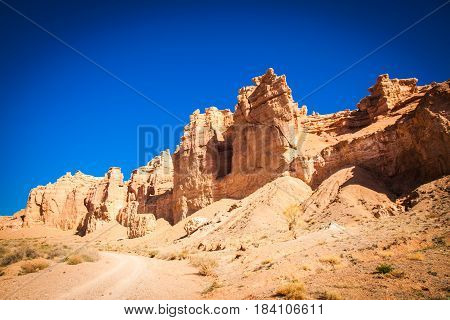 Morning light int he Kazakhstan Sharyn Canyons