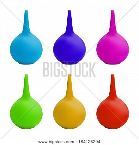 Enema. Medical instruments designed to absorb liquids from the body cavity after the operation and to rinse the body cavities for the purpose of treatment and prevention. Vector illustration.
