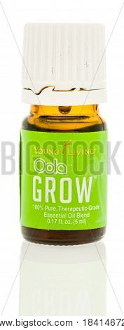 Winneconne WI - 25 April 2017: A bottle of Oola grow Young Living oil on an isolated background.