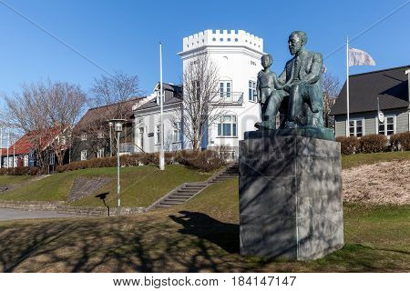 Statue Of Pastor Fridrik Fridriksson In Reykjavik, Iceland