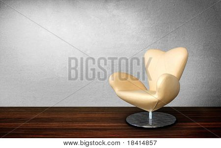 silla moderna en sala interior vintage