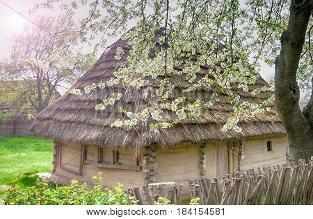 old wooden house. Museum of Folk Architecture in Uzhhorod