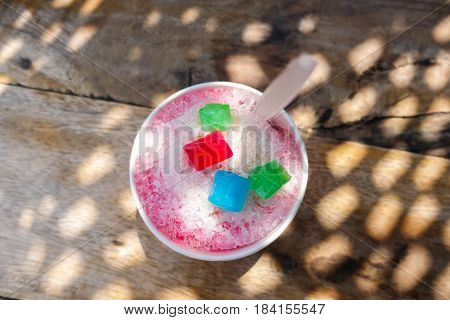 Shaved Ice,thai Traditional Dessert : Sweet Shaved Ice With Various Of Topping