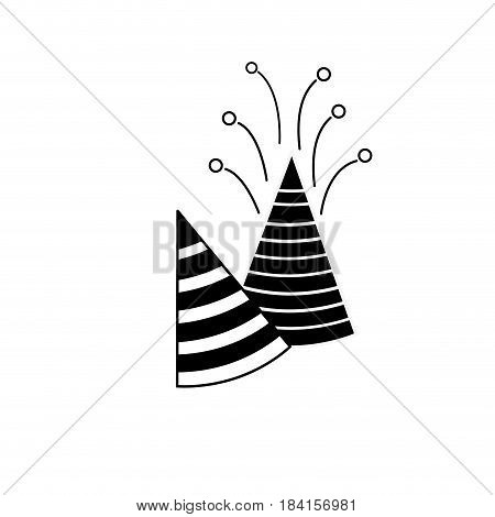 contour hats party to cebrate happy birthday, vector illustration
