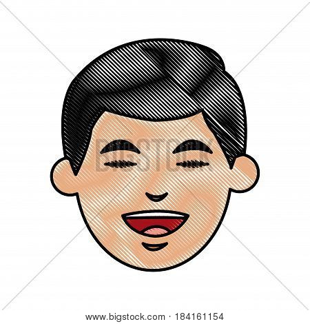 drawing face man close eyes smiling cartoon vector illustration