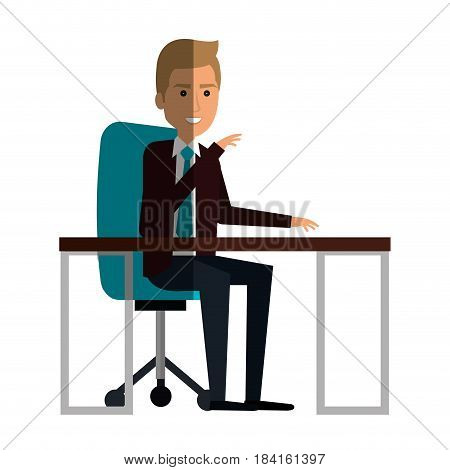 businessman in workplace avatar character icon vector illustration design