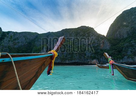 thailand taxi boat wait for tourist at Phuket Krabi Thailand