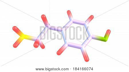 Tyramine is a naturally occurring trace amine derived from the amino acid tyrosine. 3d illustration