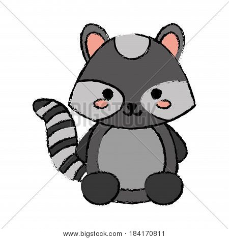 kawaii raccon animal icon over white background. colorful design vector illustration