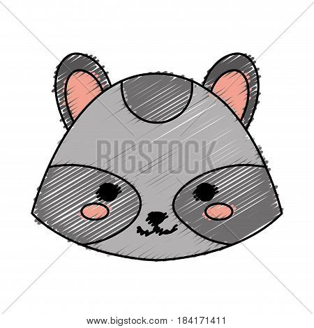 kawaii raccon animal icon over white background. colorful design vector illustration