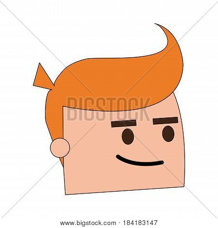 color image side view face cartoon man with picardy expression vector illustration