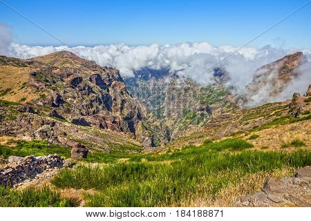 Madeira island, Portugal. Peak Ariero Pico Arierio. Mountain landscape