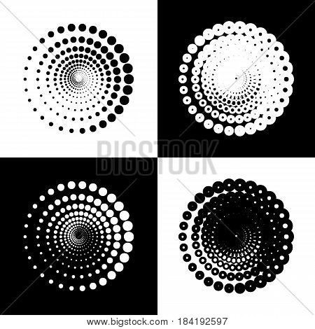 Abstract technology circles sign. Vector. Black and white icons and line icon on chess board.