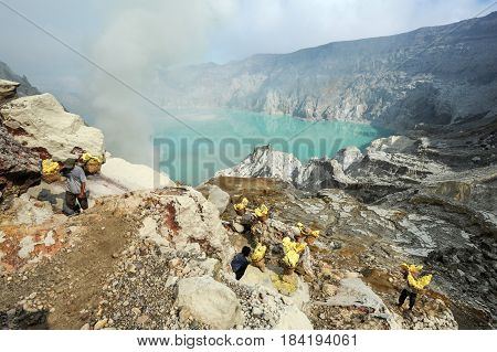 The Ijen Crater On The Island Of Java, Indonesia