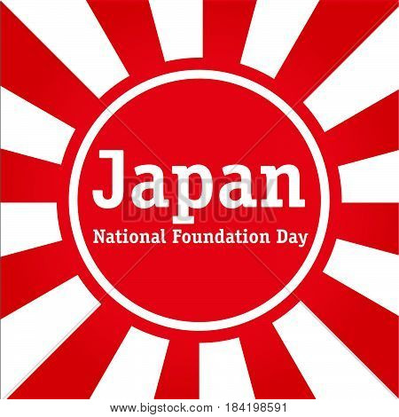 Vector an illustration with an inscription Japan and red strips.Japan National Foundation Day.Greeting card.