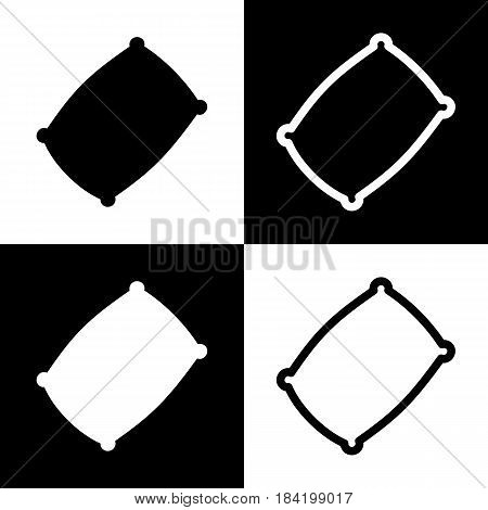 Pillow sign illustration. Vector. Black and white icons and line icon on chess board.