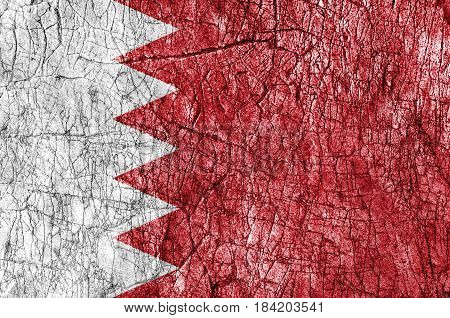 Grudge stone painted Bahrain flag close up
