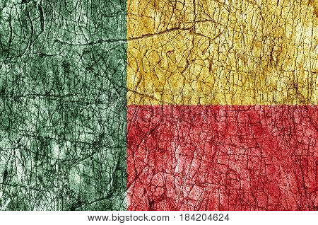 Grudge stone painted Benin flag close up