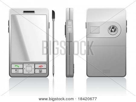 Illustration der grauen PDA, 3 Seiten. Vektor in meinem portfolio