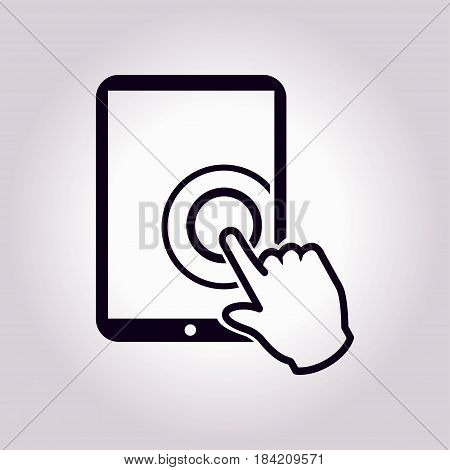 Touch screen tablet PC sign icon. Hand pointer symbol.