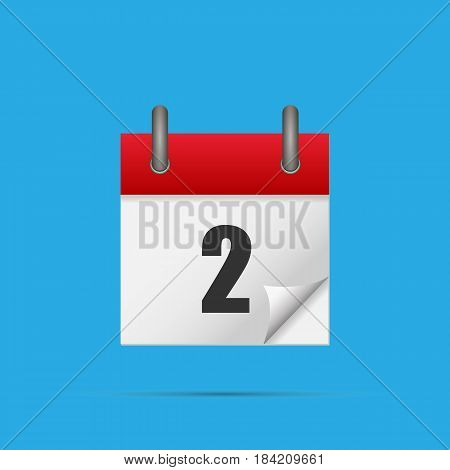 Calendar icon. Calendar date - 2th Vector illustration. Eps 10.