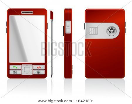 Illustration de PDA rouge, 3 côtés