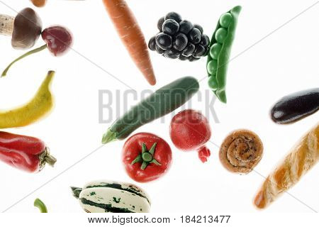 vegetables on the white