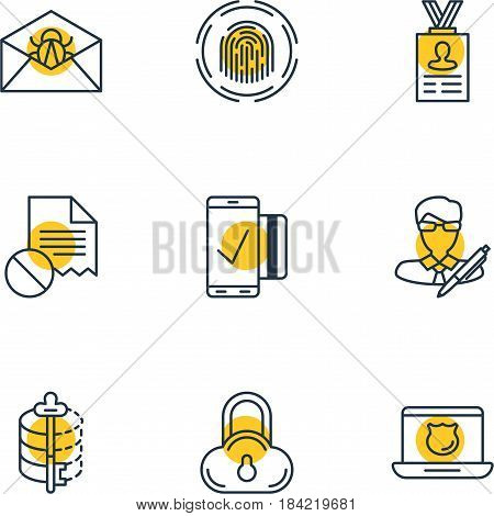 Vector Illustration Of 9 Data Icons. Editable Pack Of Safe Storage, Encoder, Data Error And Other Elements.